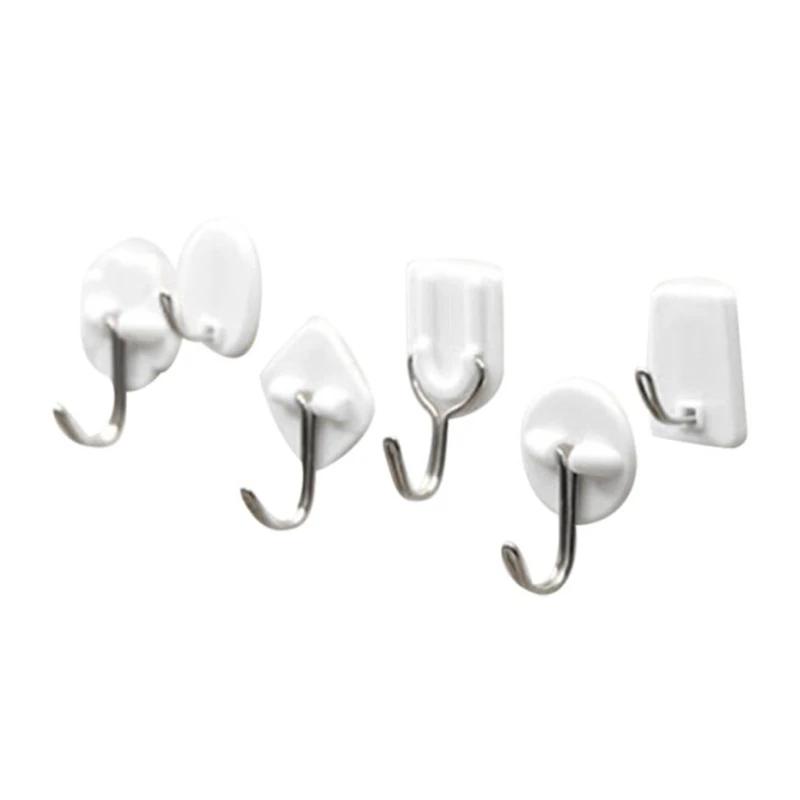2018 new fashion Mini  6PCS Strong Adhesive Hook Wall Door Sticky Hanger Holder Kitchen Bathroom White07