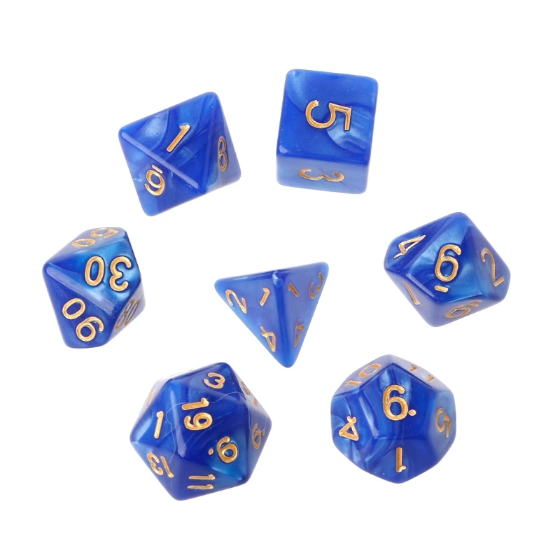 Многогранные кости золотые цифры для Dragon Pathfinder D20 D12 D10 D10% D8 D6 D4 7 шт