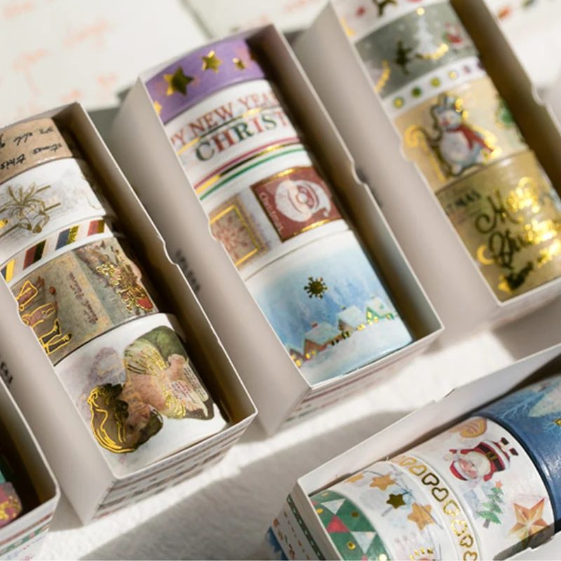 5 шт./кор. Золотой рождественскую ночь лента Washi клейкой ленты Декоративные