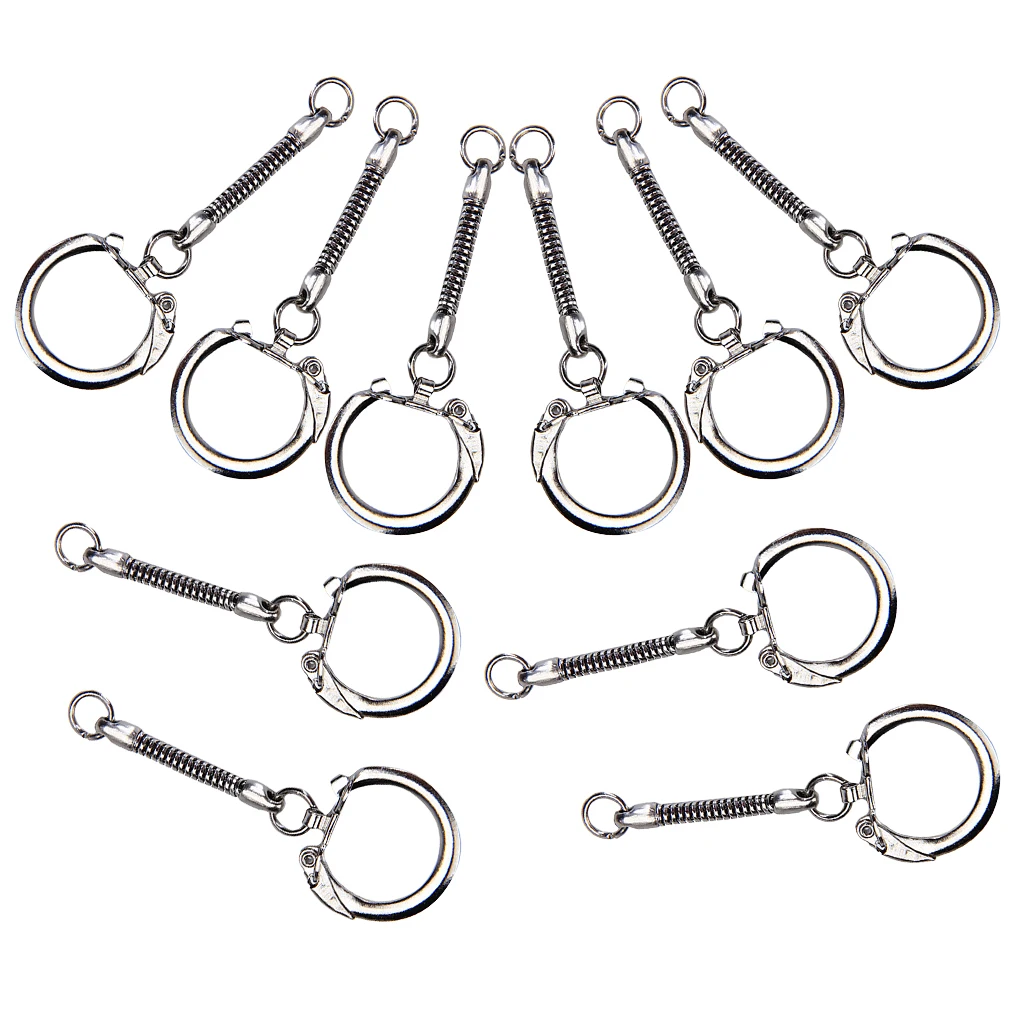 10x Silver  Chain Key Ring Key Chains Bag Charm Nickel Plated