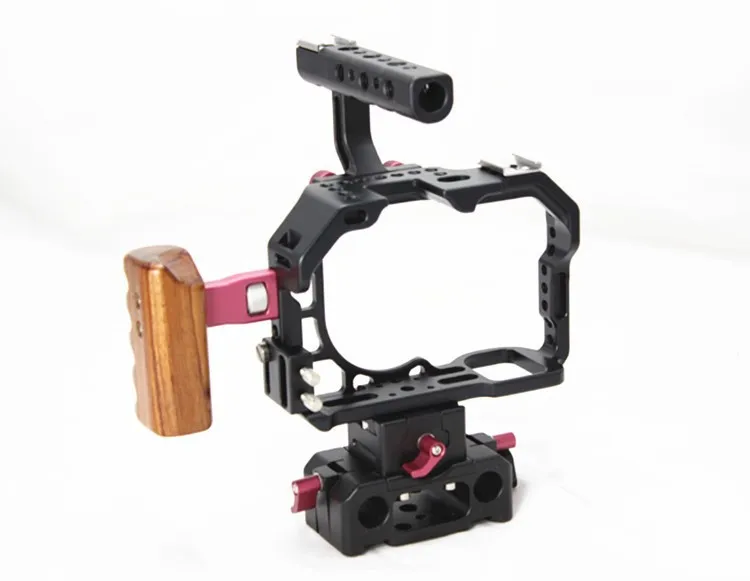 Hontoo-A7S-Rig-DSLR-Rig-Cage-W-Top-Handle-Baseplate-Wooden-handle-for-Sony-A7S-Camera (4)