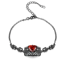 Череп роскошный черный сердечко серебряного цвета браслет с фианитами браслет с подвесками женские браслеты, свадебные украшения дропшиппинг