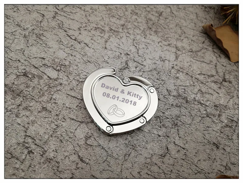 

100Pcs Customized Wedding Party Gift For Guests,Silver Round Purse Hook Bag Hanger Favor,Personalized Birthday Party Favor gifts