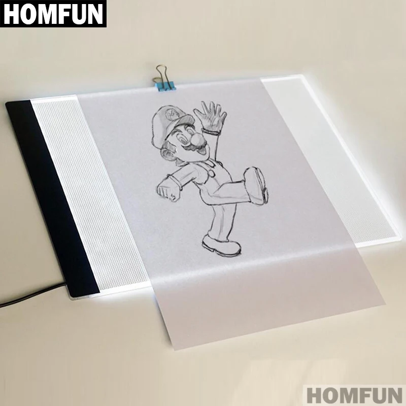 HOMFUN Ultrathin 3.5mm A4 LED Light Tablet Pad Apply to EU/UK/AU/US/USB Plug Diamond Embroidery Diamond Painting Cross Stitch