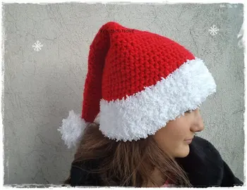 

SWEET BABY Christmas hat, Crocheted Christmas hat, Crochet Santa hat, Red Holiday Beanie, Crochet christmas hat NB-adult