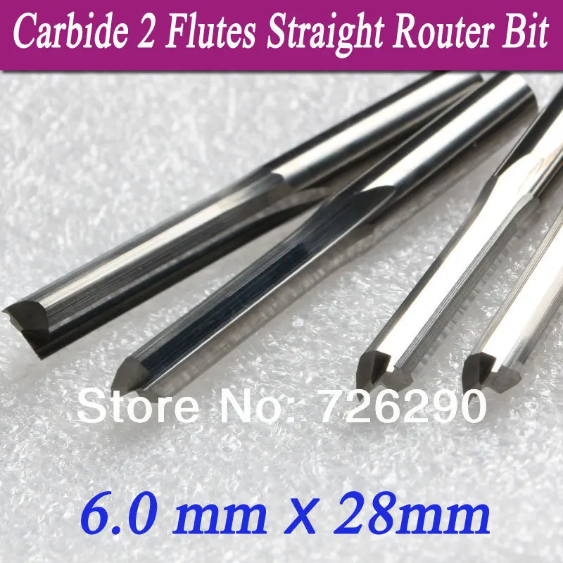 

5pcs 6.0*28mm 2 Flutes Straight Router Bit Solid Carbide Milling Cutters Cutting Bits Tools For Wood CNC