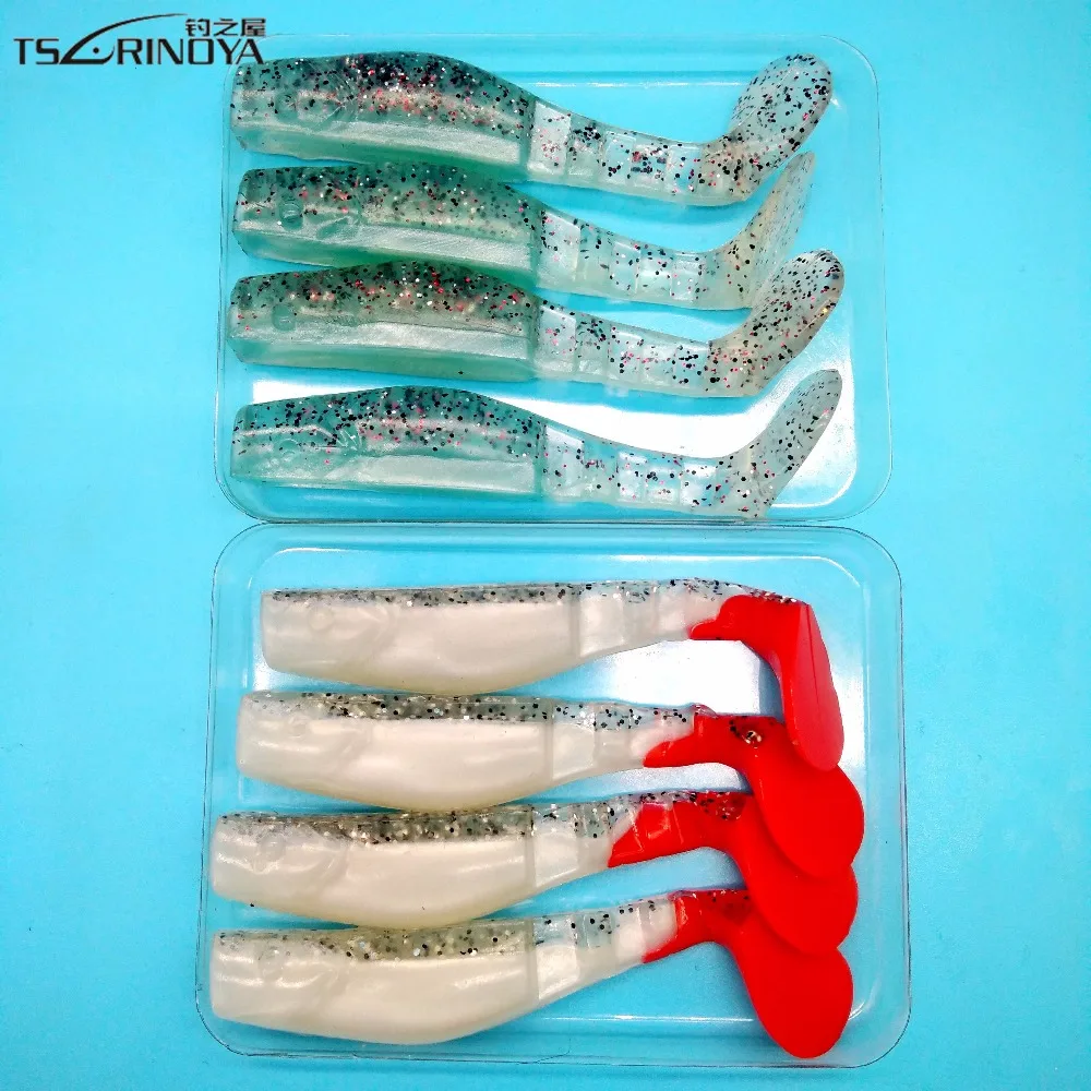 

TSURINOYA 4PCS T Tail Soft Fishing Lure7g/8cm Colorful body Fish soft bait Artificial Bait fish Lure Bass