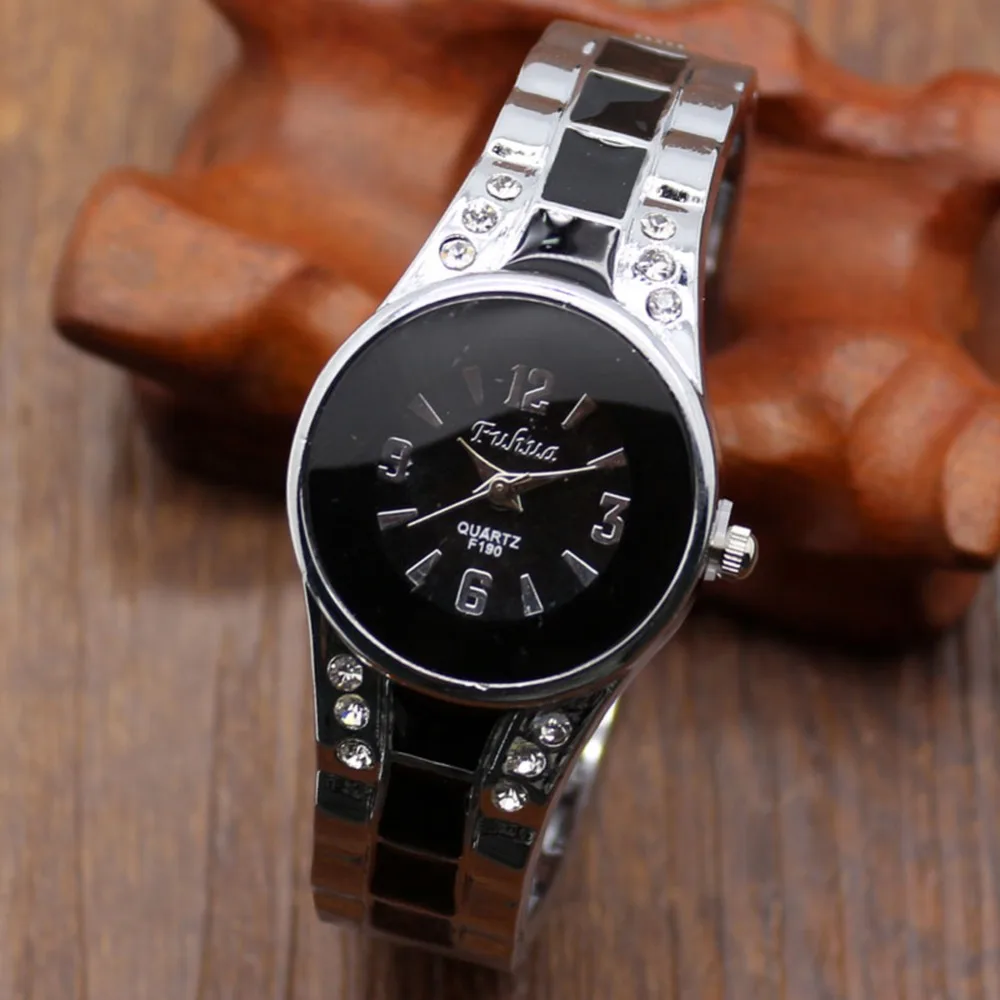

Women Ultra-thin Fashion Bangle Watch Crystal Stainless Steel Elegant Quartz Analog Wrist Watch Bracelet Watch for Women