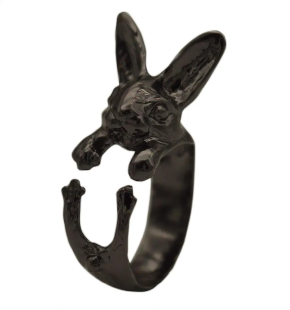Cxwind регулируемое милое кольцо «кролик» хиппи шикарное античное бронзовое черное животное кролик кольца ювелирные изделия для любителей домашних животных лучший подарок