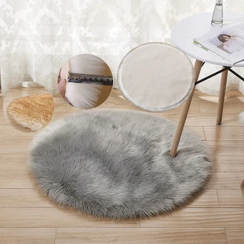 

Pure Color Long Fluffy Round Carpet Yoga Mat Bedroom Living Room Rugs Anti-Slip Soft Yoga Mat Rug Computer Chair Mat