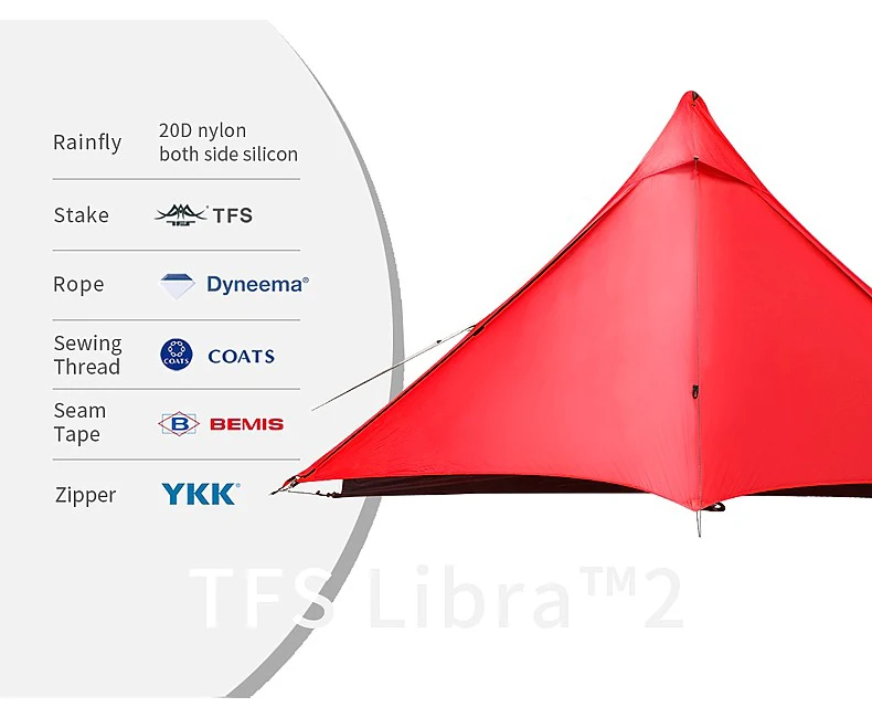 Свободно духов, кронен-Libra2 палатка 20D нейлон bothside силиконовое покрытие 2 человек Открытый Сверхлегкий Пеший туризм кемпинг 3 сезона бесштоковый