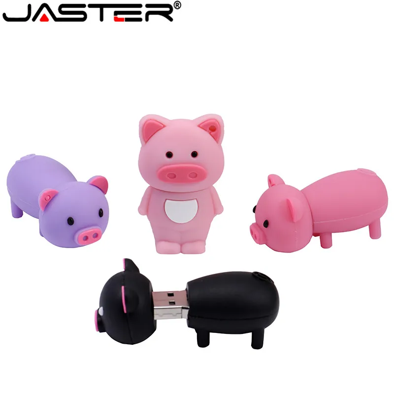 JASTER мультфильм животных цвет Маленькая свинья USB флэш-накопитель USB 2,0 4 ГБ/8 ГБ/16 ГБ/32 ГБ/64 Гб Флешка в подарок реальная емкость USB Стик