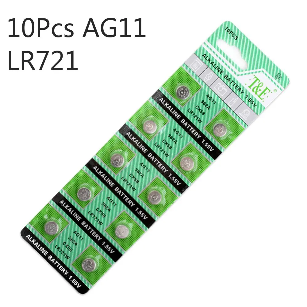 

10Pcs AG11 LR721 For Watch Button Battery 362 SR721SW SR58 TR721 Alkaline Coin Cell Button Cell Batteries for Watch