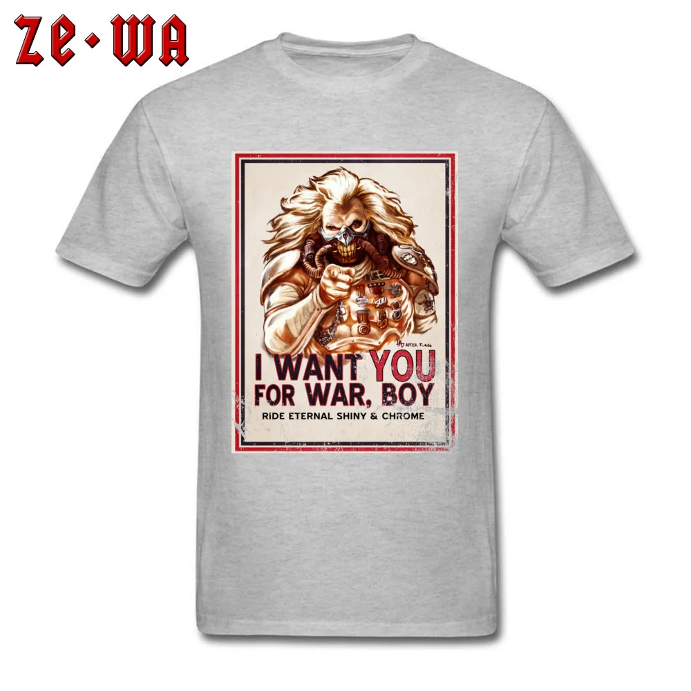 Tops Shirt Summer T Shirts Summer/Fall New Arrival Casual Short Sleeve Pure Cotton Crewneck Men T-shirts Casual I Want YOU for War Boy grey