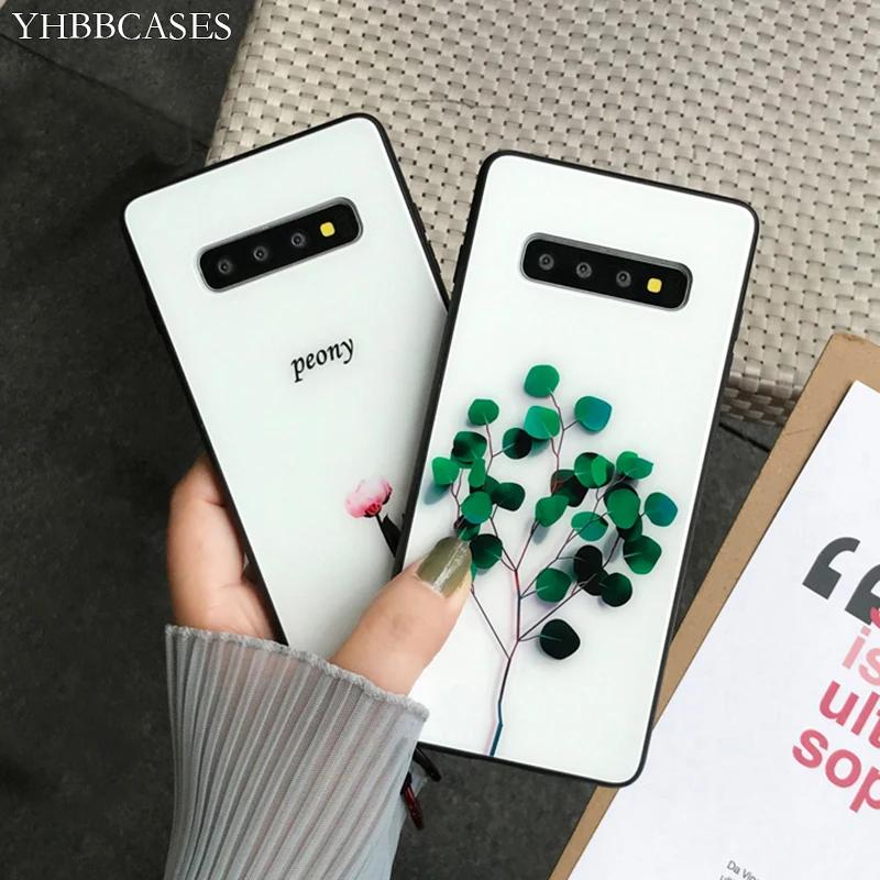 YHBBCASES Летний чехол для телефона с растительным листом и цветами для samsung Galaxy S10 S8 S9 Plus крутые чехлы с закаленным стеклом для samsung Note 8 9