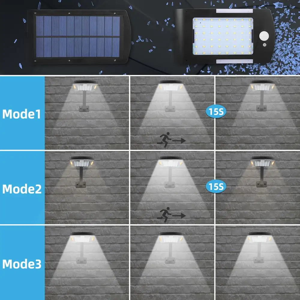 Солнечный светильник 48LED мини человеческого тела индукционный уличный фонарь IP65 водонепроницаемый открытый настенный светильник для сада 3 режима безопасности светильник