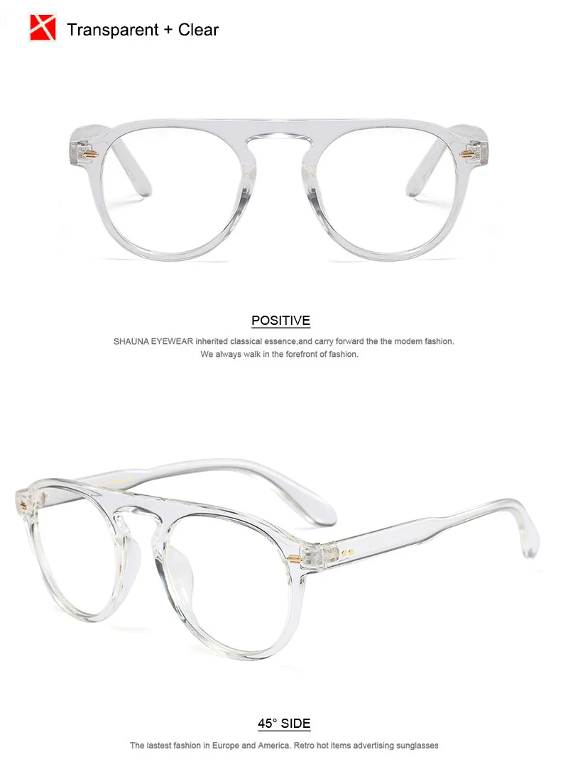 SHAUNA Модные украшение для ногтей женские круглые солнцезащитные очки ретро мужские желтый оттенок/прозрачные линзы Оттенки UV400