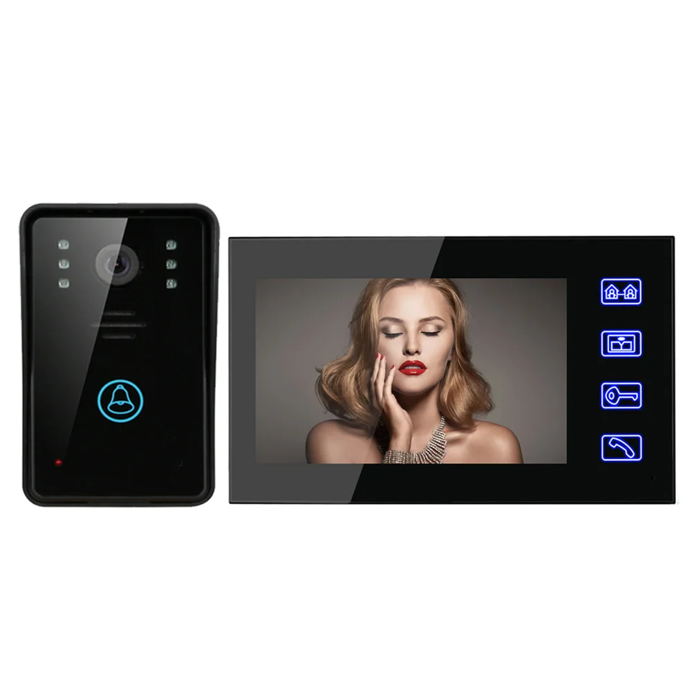 

7" TFT Video Door Phone Intercom Doorbell Touch Button Remote LCD Screen Night Vision Doorphone System