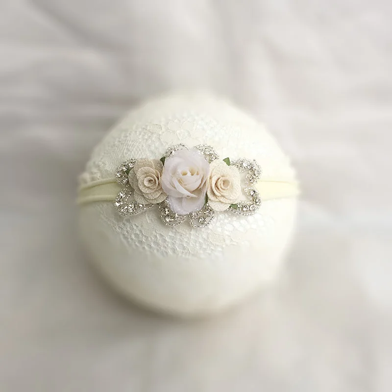 

Ivory Flower Rhinestone Skinny Headband