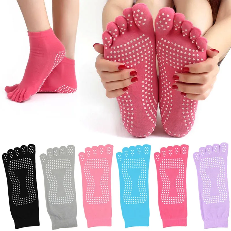 New Winter Cotton Warm Women Toe Socks Non Slip Dance Pilates Sock