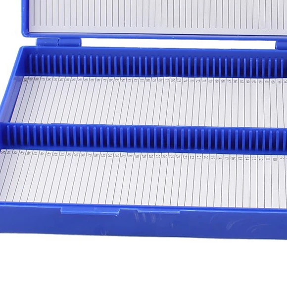 Горячая королевский синий пластик прямоугольник держать 100 микрослайд слайд коробка для микроскопа