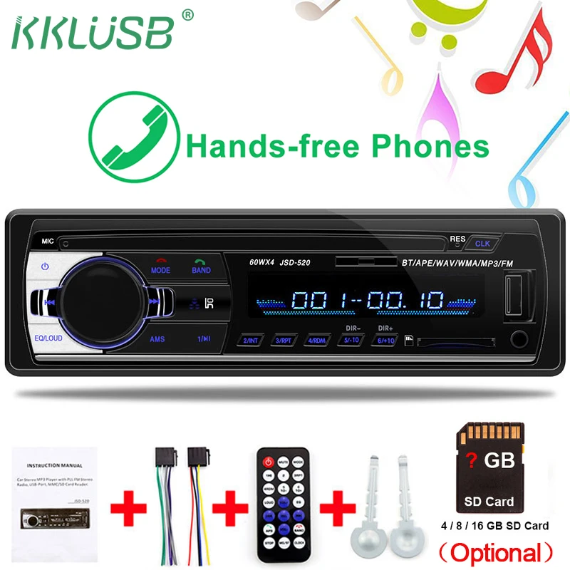 Авторадио 1din Bluetooth стерео автомобильное радио Estereo Poste ParaSD USB JSD 520 12V In dash 1 din