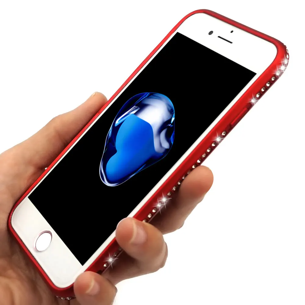 Чехол Portefeuille для iPhone 7 блестящий розовый Силиконовый чехол бампер со стразами X 8