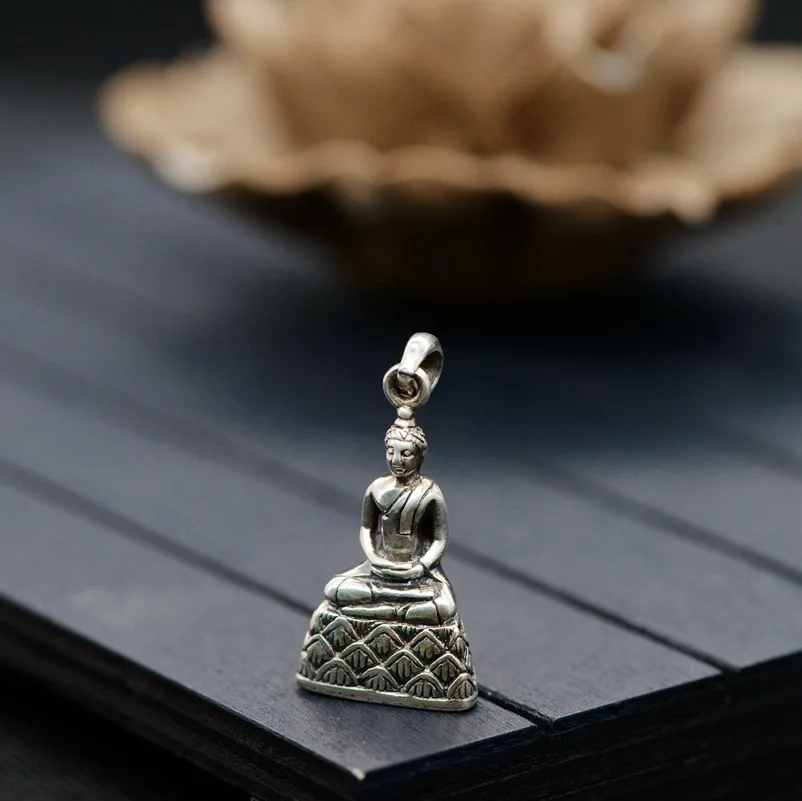925 Sterling Silver Buddhist meditation Buddha Lotus Charm Pendant