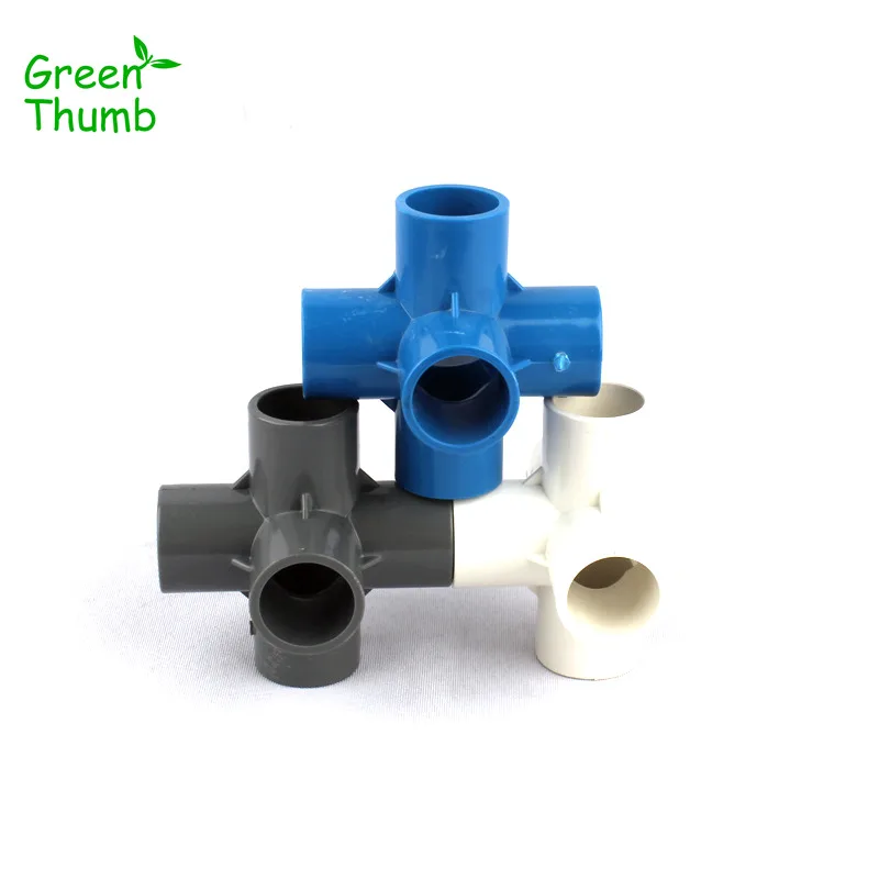 

1pc Dia 25mm PVC 6-Way Connectors for Greenhouse Water Pipe Fittings White/Grey/Blue Watering PVC Joints