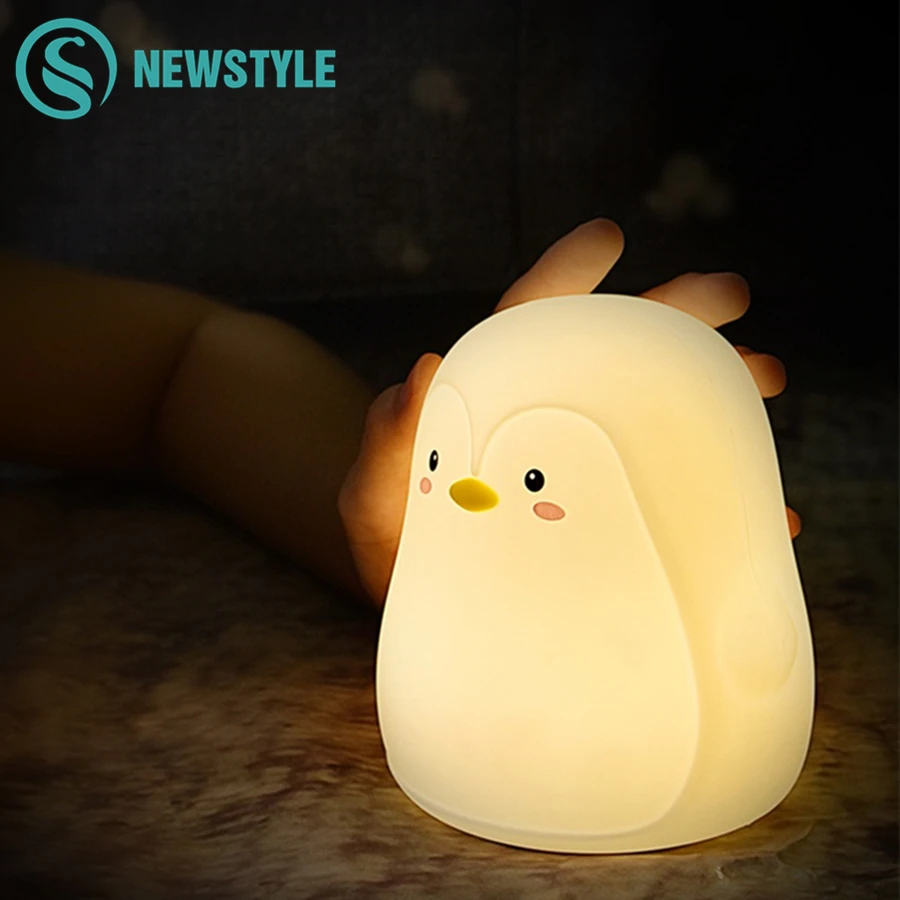 

Silicone Night Light Bedside Lamp Penguin Color Light Children Cute Night Lamp Bedroom Kid Light Gift Pressure Reducing Toy