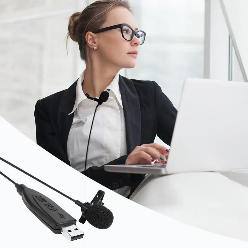 USB Lavalier микрофон клип на воротник конденсаторный отворот для встречи ПК HandsFree