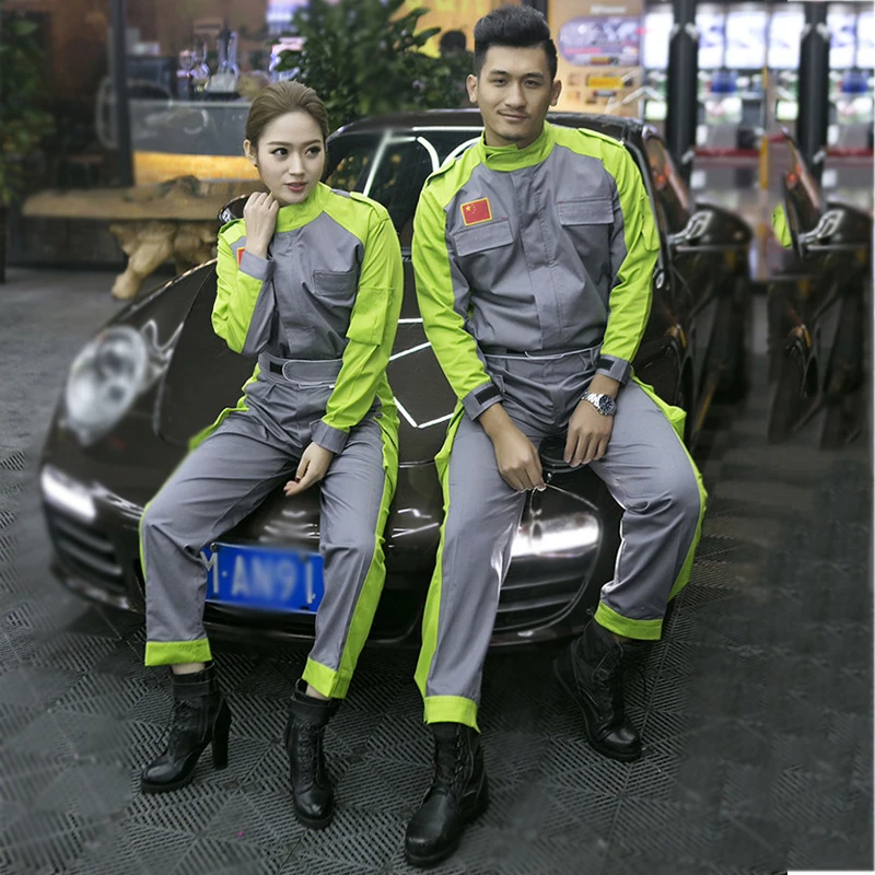 New Work Clothing Sets Men Women Workwear Suits Jackets+Pants Spring Autumn Long Sleeved Auto-repair Beauty Workers Uniforms 4XL