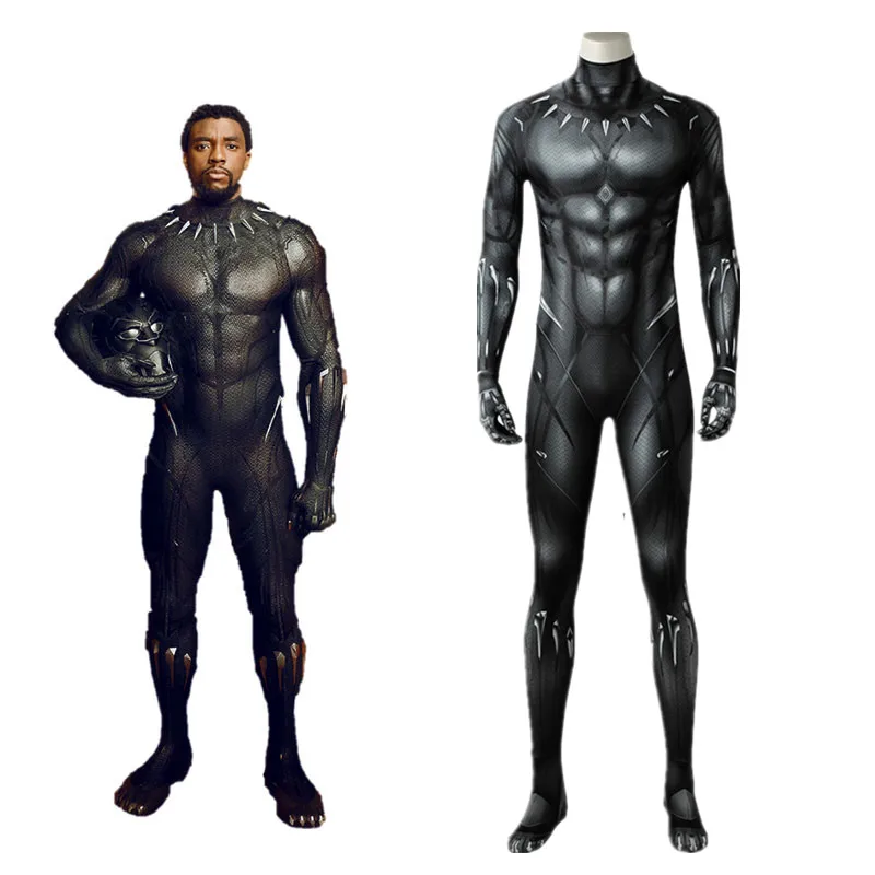 

2018 Captain America Civil War Black Panther Costume Cosplay Adult Men Superhero Halloween Costume Custom