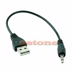 OOTDTY USB штекер 3,5 мм стереонаушники кабель со штекером для MP3 MP4 черный горячий