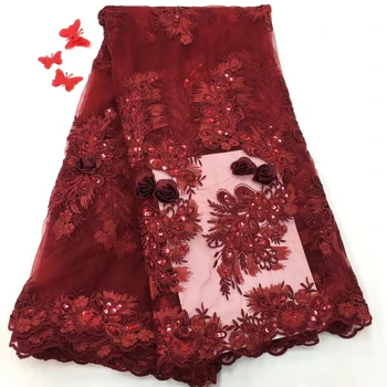 

2018 mordern design African French Net Lace Fabric with nice embroidery mesh tulle lace fabric and with Beads R16