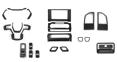 SHINEKA интерьерные молдинги для Ford F150+ ABS автомобильные накладки для украшения интерьера, набор аксессуаров для Ford F150 Up - Название цвета: Carbon Fiber-20