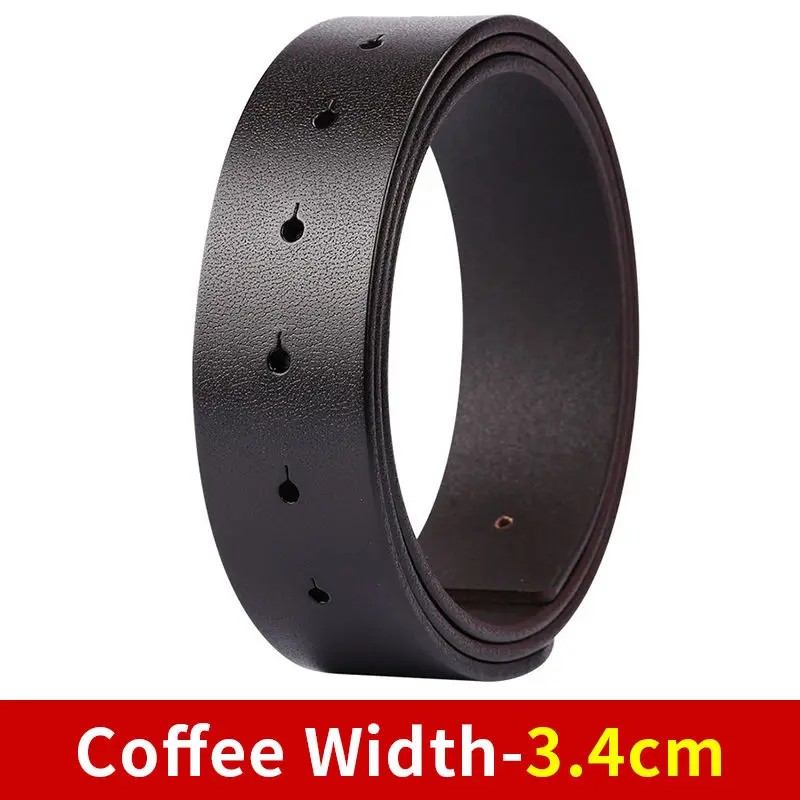 BIGDEAL Diy belt genuine leather without buckle replace belt cowskin leather belt body Pure color Smooth buckle cowhide waistban - Цвет: Coffee Width-3.4cm