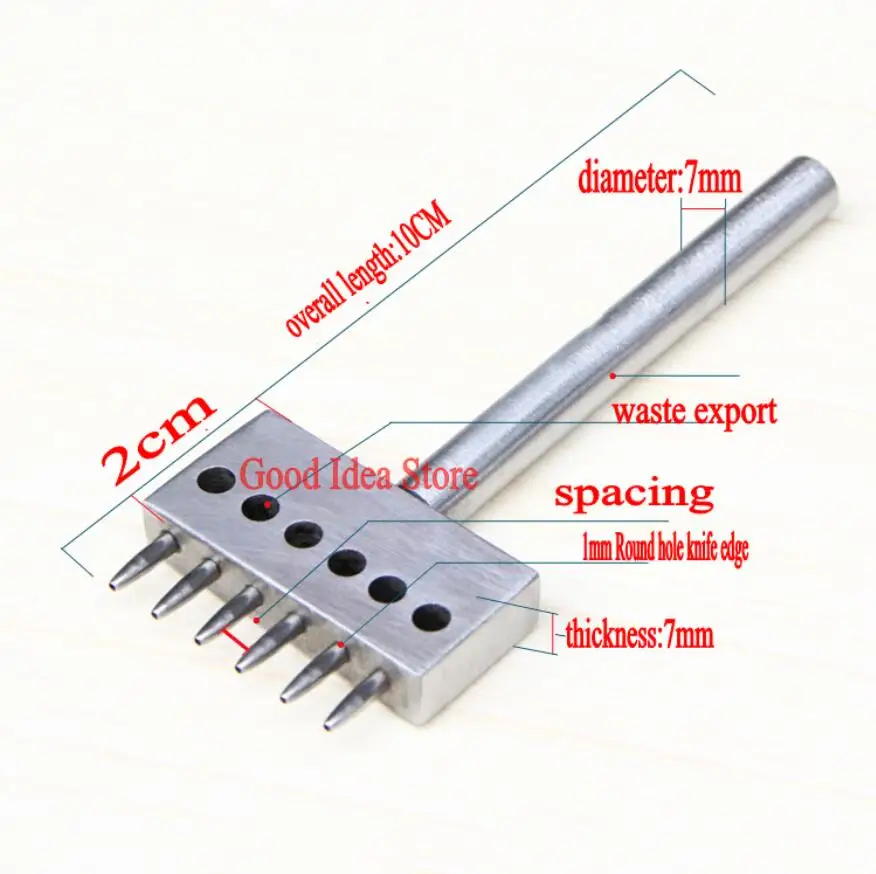 Высокое качество, 4 мм, кожаный инструмент, инструмент для пробивания отверстий, Круглый ряд, дырокол, кожа, 2, 4, 6, зубец, кожаное отверстие, инструмент