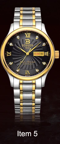 Новые мужские часы люксовый бренд Binger световой Кварцевые наручные часы полностью из нержавеющей стали Водонепроницаемый Золотой Цвет Часы B603B-5 - Цвет: 5
