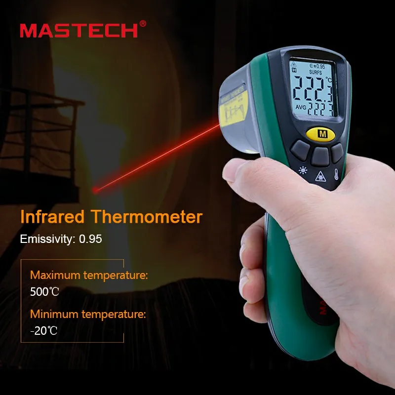 

Mastech MS6522B Infrared Termometer Portable LCD Digital Thermometer 10:1(D:S) Non-contact Handheld Laser Tester Industrial-tool