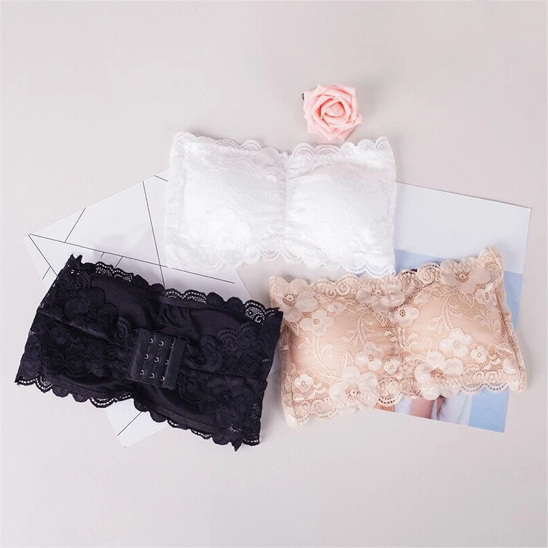 Sexy Summer Women Strapless Bra Lace Tube Top Bandeau Crop Tank Seamless Padded Underwear AIC88 women lingerie bra,women tank tops,women tube tops