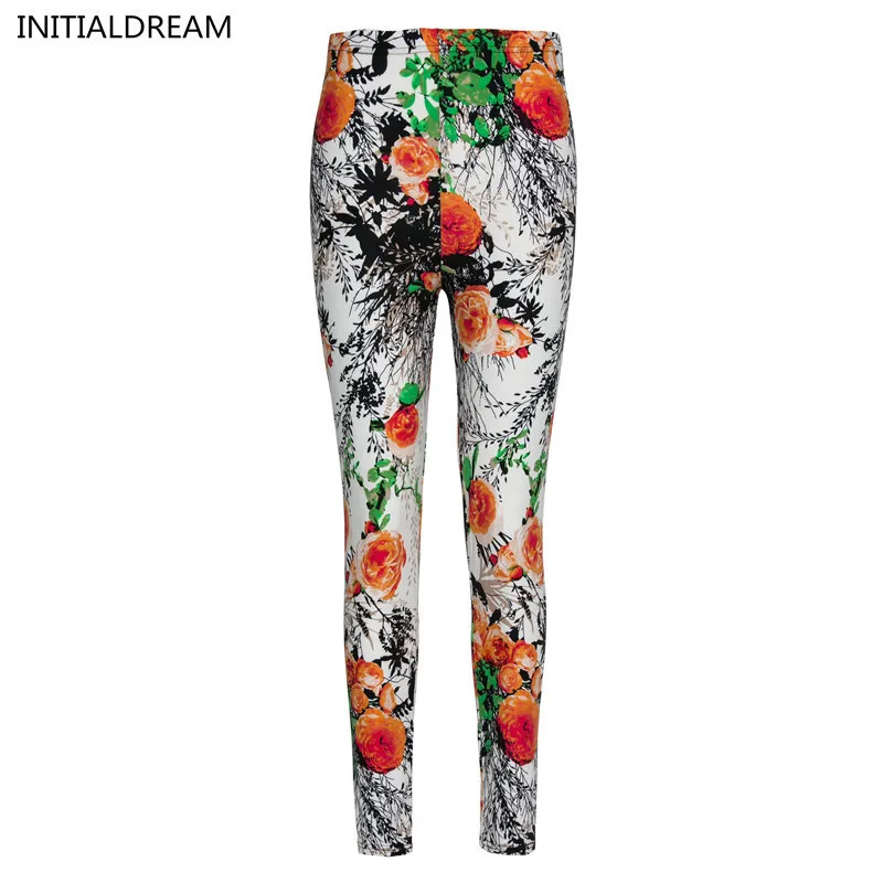 Женские эластичные леггинсы с цветочным принтом до щиколотки|pants leggins|brand legginsfashion