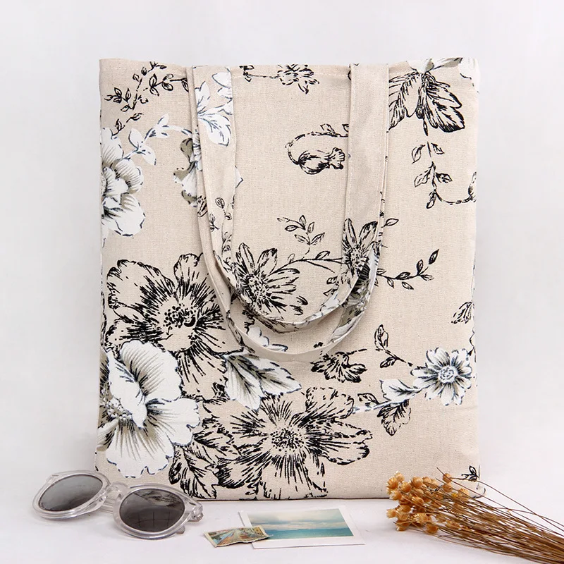 YILE Handmade Floral Big Flower Cotton Linen Eco Reusable Shopping Shoulder Bag Tote L262 YILE Handmade Floral Big Flower Cotton Linen Eco Reusable Shopping Shoulder Bag Tote L262