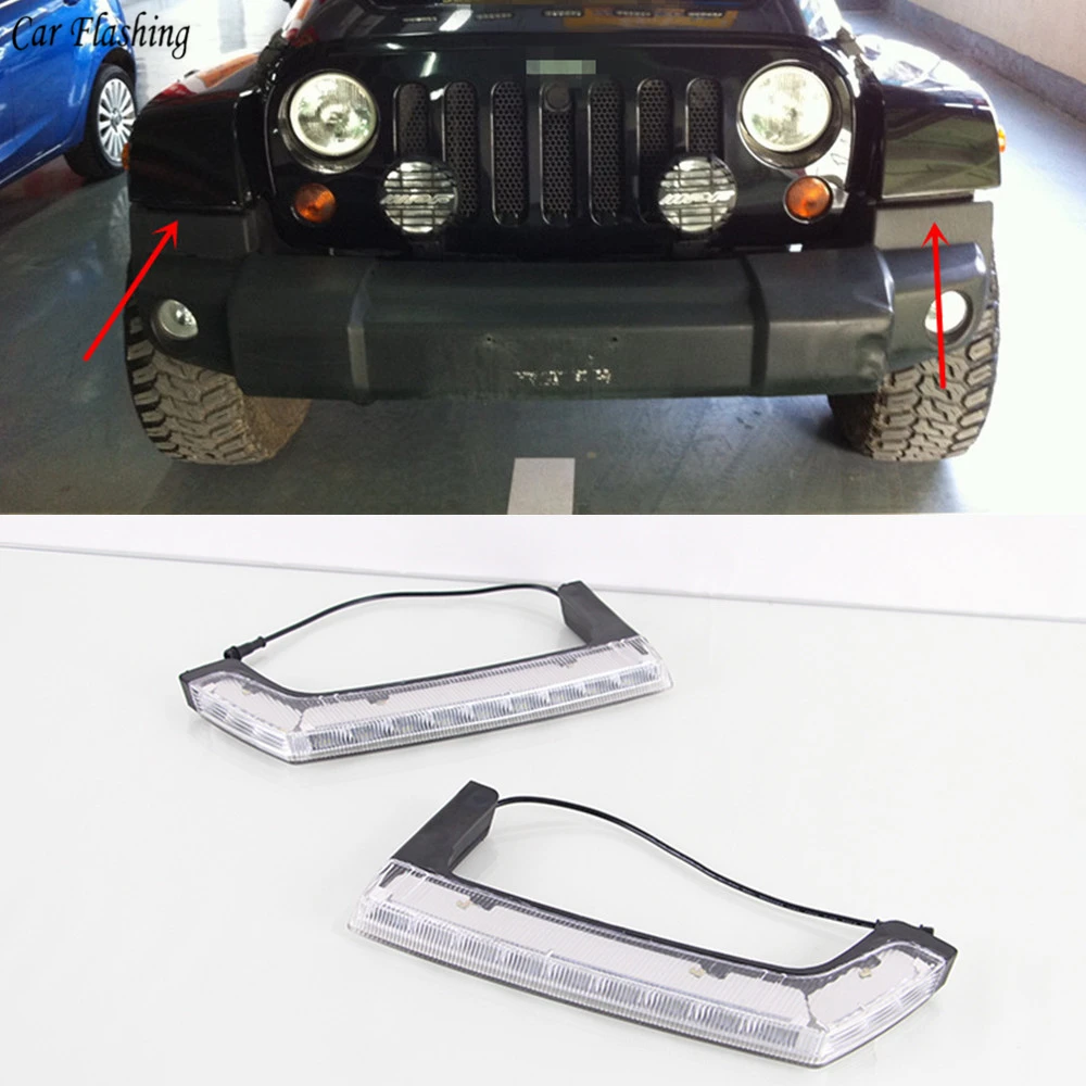 Автомобильная проблесковая 2 шт. для Jeep Wrangler 2008 2009 2010 2012 2013 светодиодный Габаритные огни DRL Поворотная сигнальная лампа