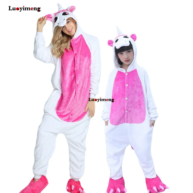 

Winter Boy Girl Unicorn Pajamas Women Sleepwear Adults Pijamas Cartoon Animal Stitch Panda Kigurumi Onesie Pyjamas Kids Jumpsuit