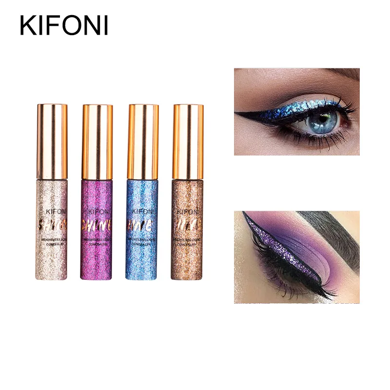 KIFONI Glitter Eyeliner Waterproof Makeup Eye Liner Pencils Long Lasting Shimmer White Blue Color Brand Liquid Eyeliner