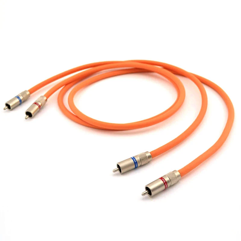 

Free shipping pair M. C The Jubilee Silver Hybrid Halogen audio HiFi RCA Interconnect cable with VDH RCA plug connector