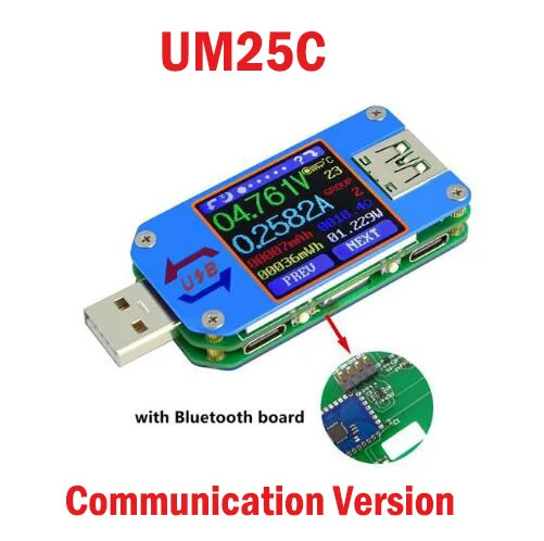 UM25 UM25C Для APP USB 2,0 Тип-C ЖК-дисплей Вольтметр Амперметр Напряжение измеритель тока, для батареи зарядки измерения с 35 Вт Ld35 Hd35 нагрузки - Цвет: um25c