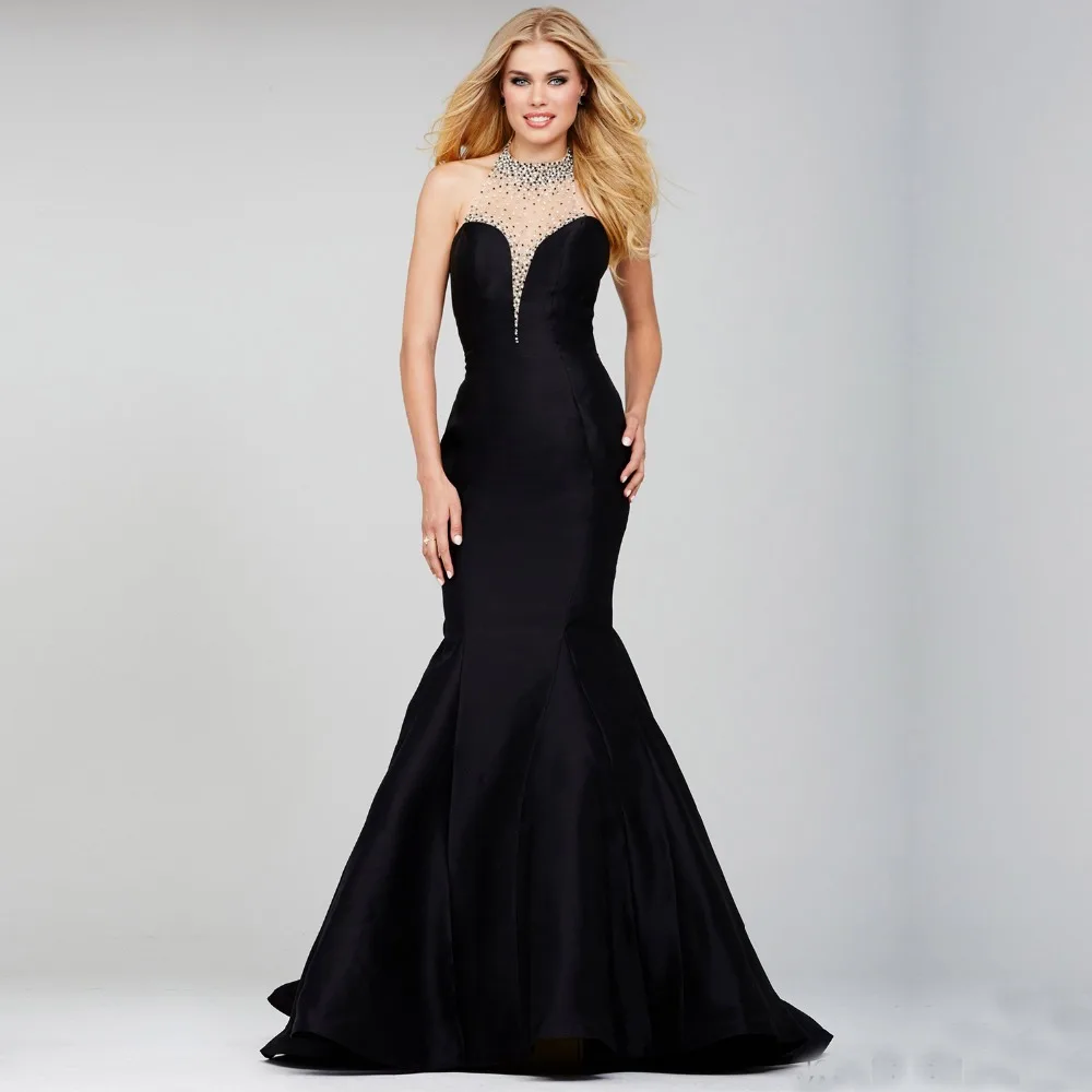 Wedding Formal Evening Dresses popular black formal evening dress buy cheap robe de soiree elegant gowns sexy halter backless mermaid with beads