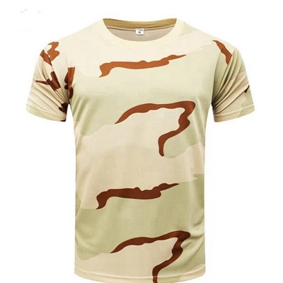 Уличные камуфляжные рубашки для кемпинга тактические футболки мужские походные охотничьи быстросохнущие армейские камуфляжные военные рубашки с коротким рукавом - Color: 3